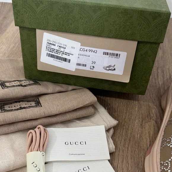 AUTHENTIC GUCCI RUN GG CRYSTAL MESH SNEAKERS - Picture 13 of 13